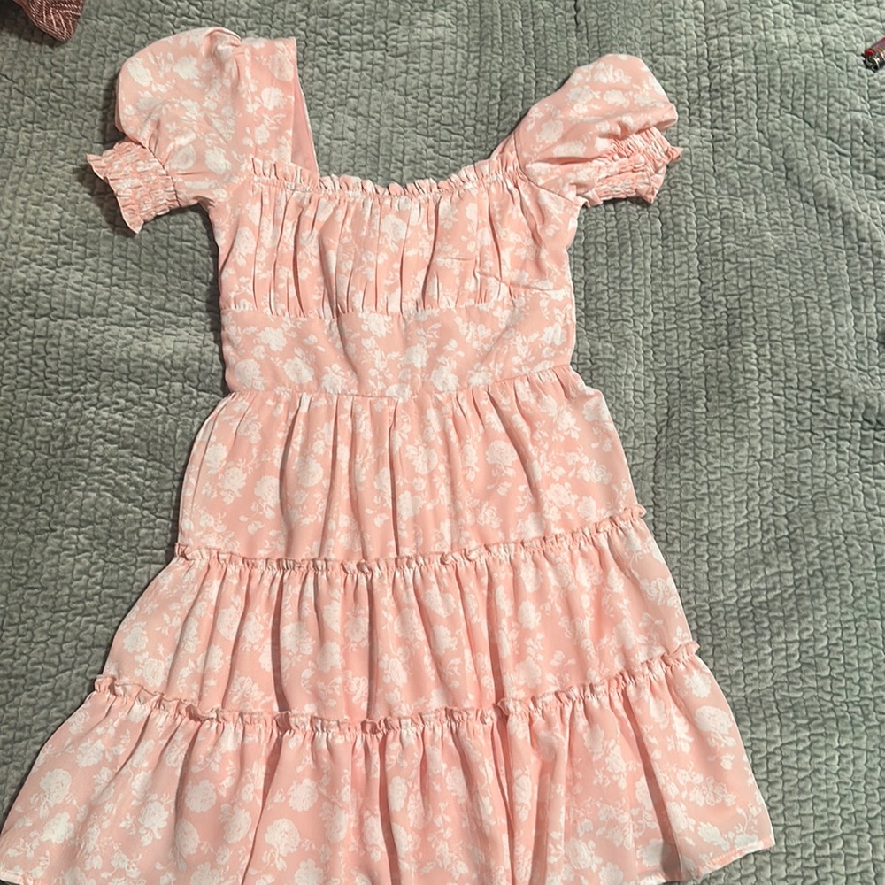 Pink and white floral dress